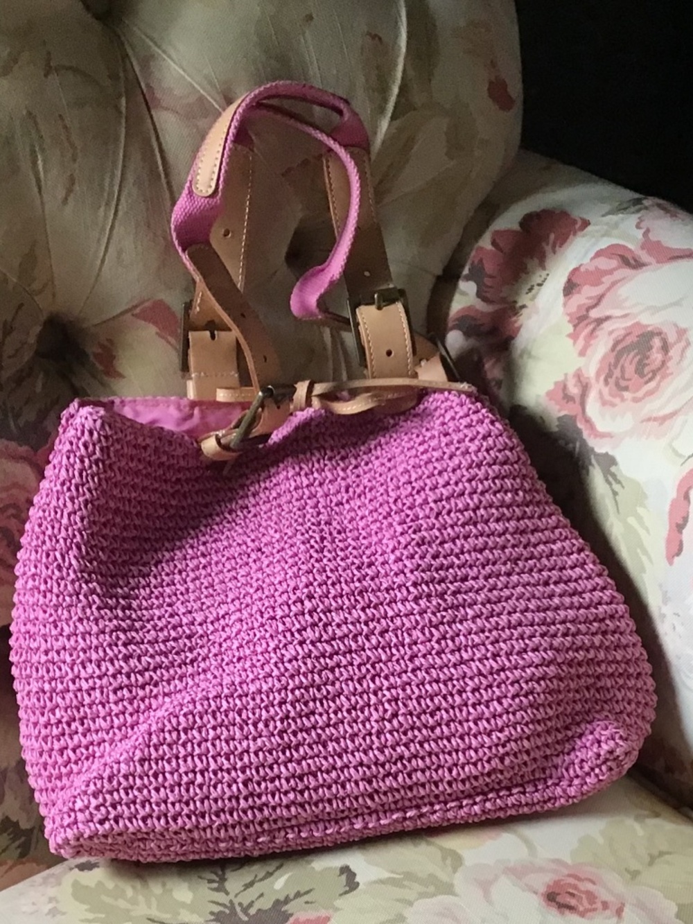 Lauren Ralph Lauren Pink Woven Handbag